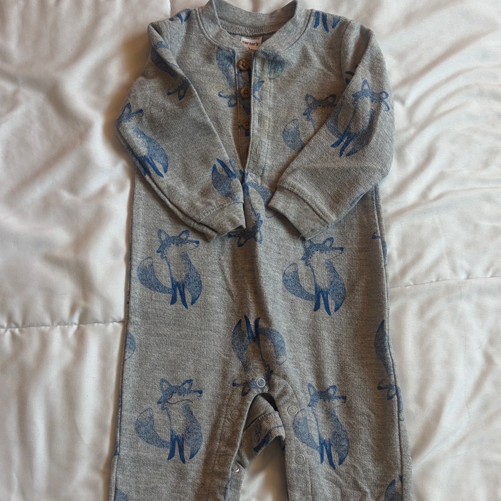Carter's Gray Footie with Blue Foxes